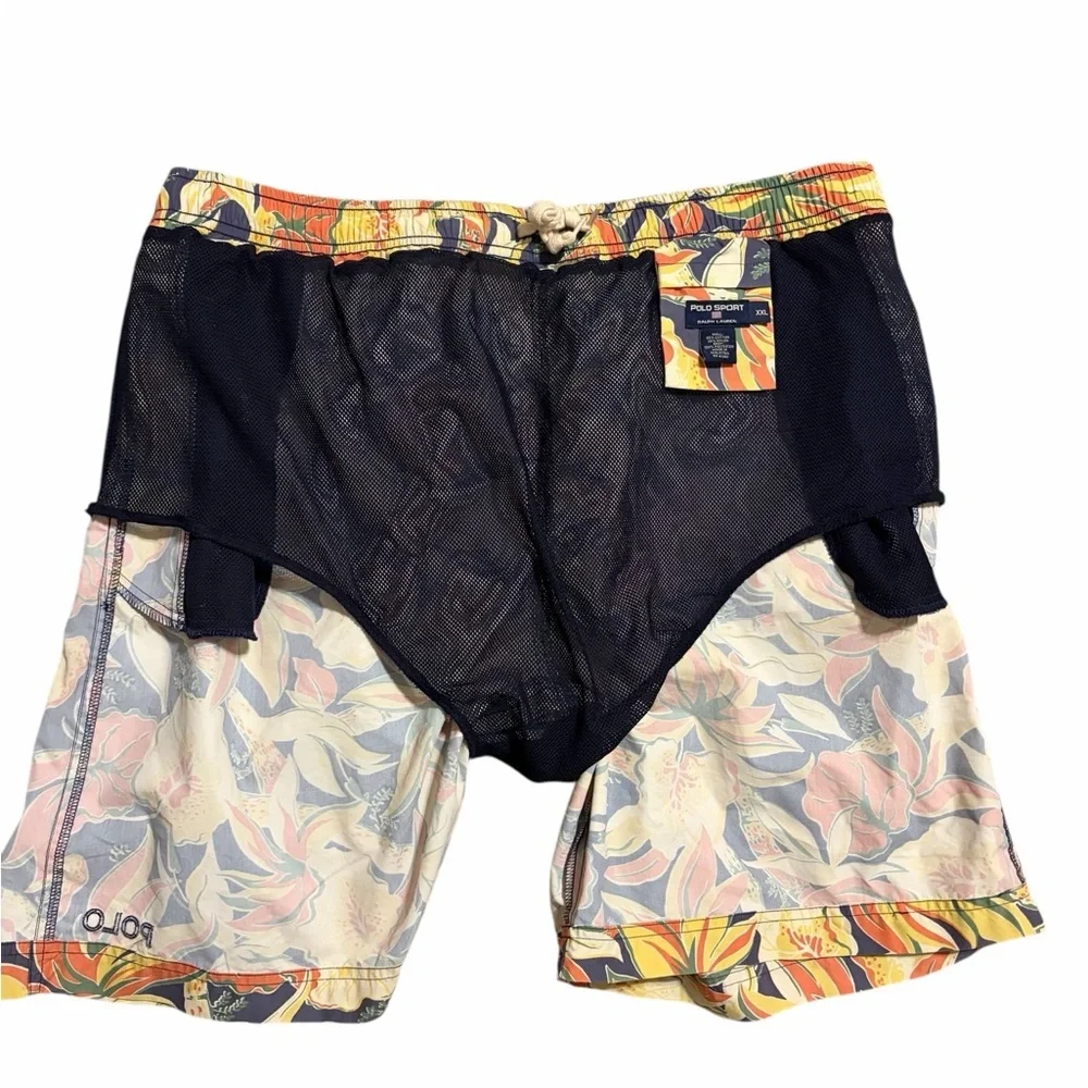 vintage 90s POLO SPORT Ralph Lauren Swim Trunks Bathing Suit‎ Mens 2XL Floral